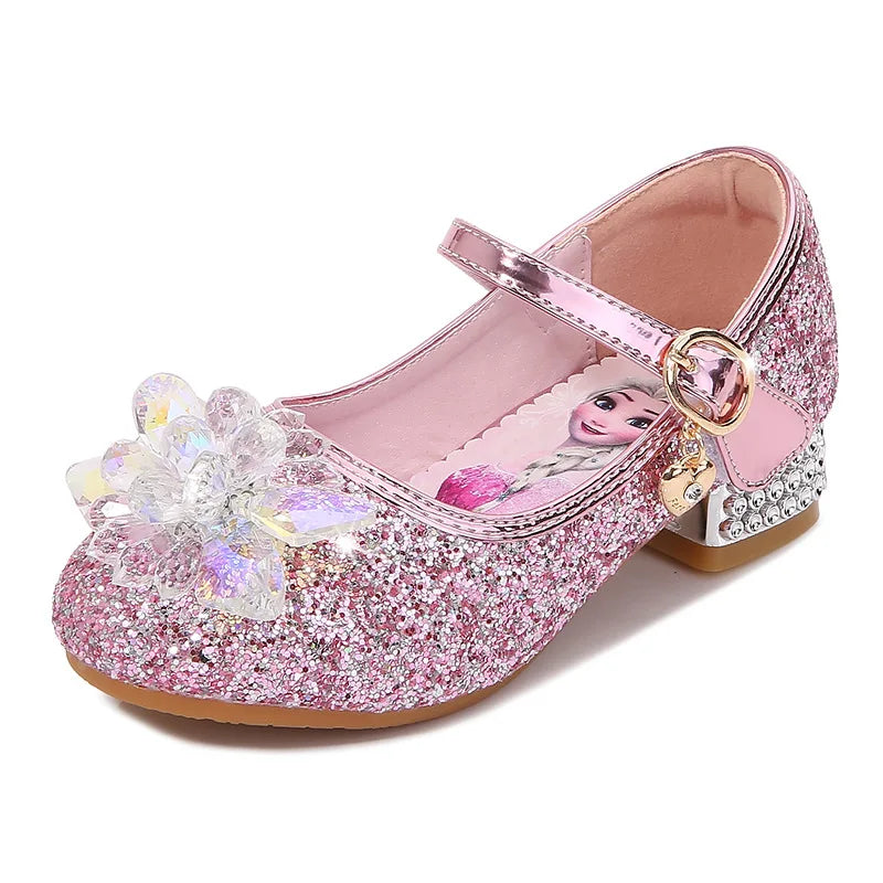 2024 Spring Girls' Elsa Princess Shoes - Ice and Snow Romance Crystal Sandals for Kids