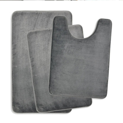 3 Piece Bathroom Mat Set – Non-Slip Toilet, Shower & Bath Floor Absorbent Rugs, Soft Comfortable Carpet for Laundry Room