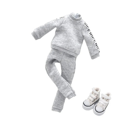 Blythe Doll Clothes – Fashion Tops, Black & White Shirts with Jeans & Plaid Pants for Azone OB22/OB24 Dolls