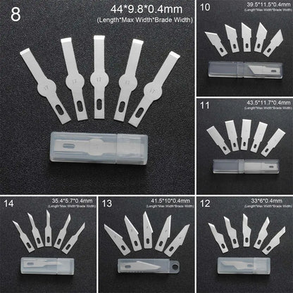 10pcs Non-Slip Metal Craft Knife Blades – Precision Engraving & Cutter Tools for PCB Repair & Mobile Phone Scalpel