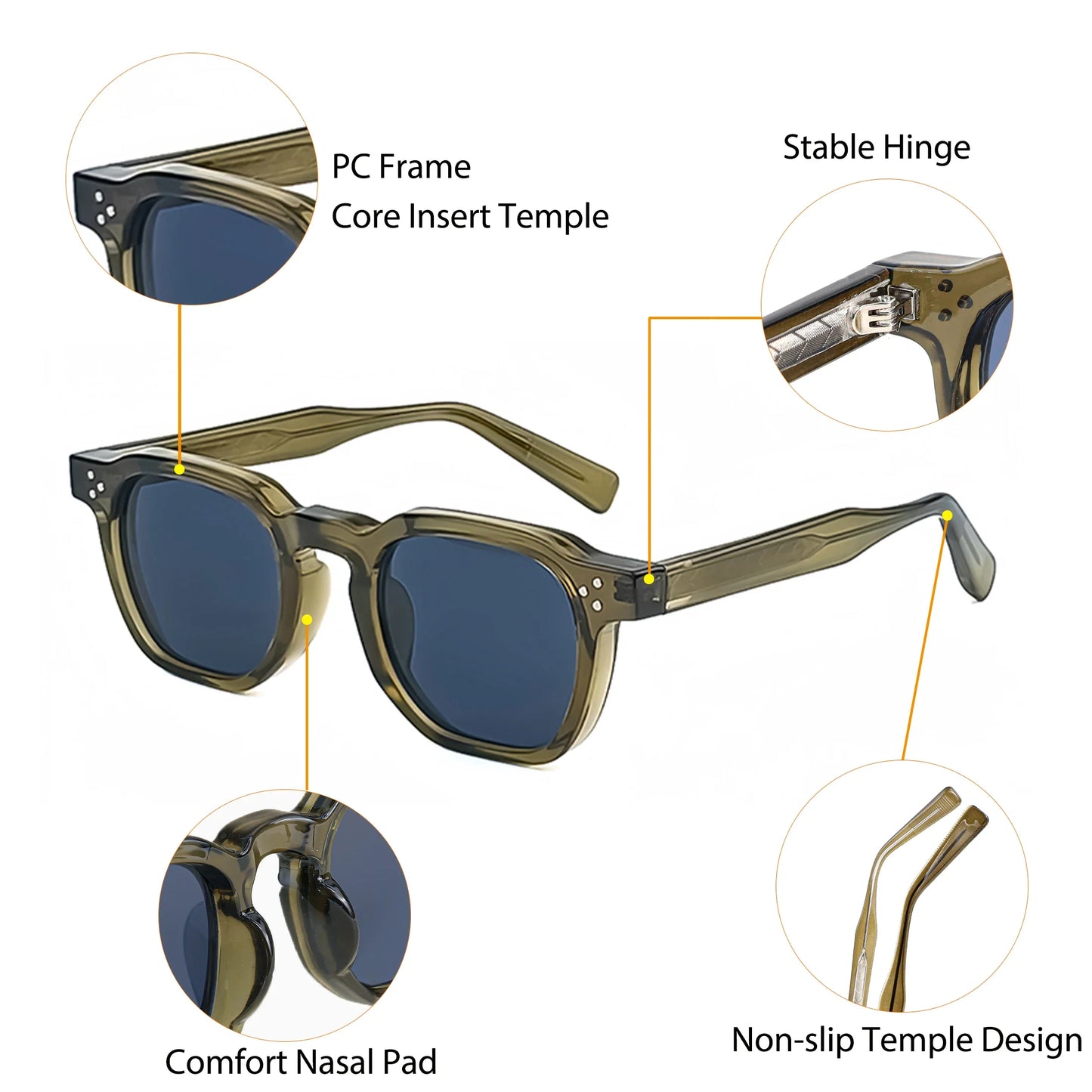 CATERSIDE Retro Punk Square Sunglasses – 2-Piece Fashion Set for Men & Women, Party & Festival Gift Glasses