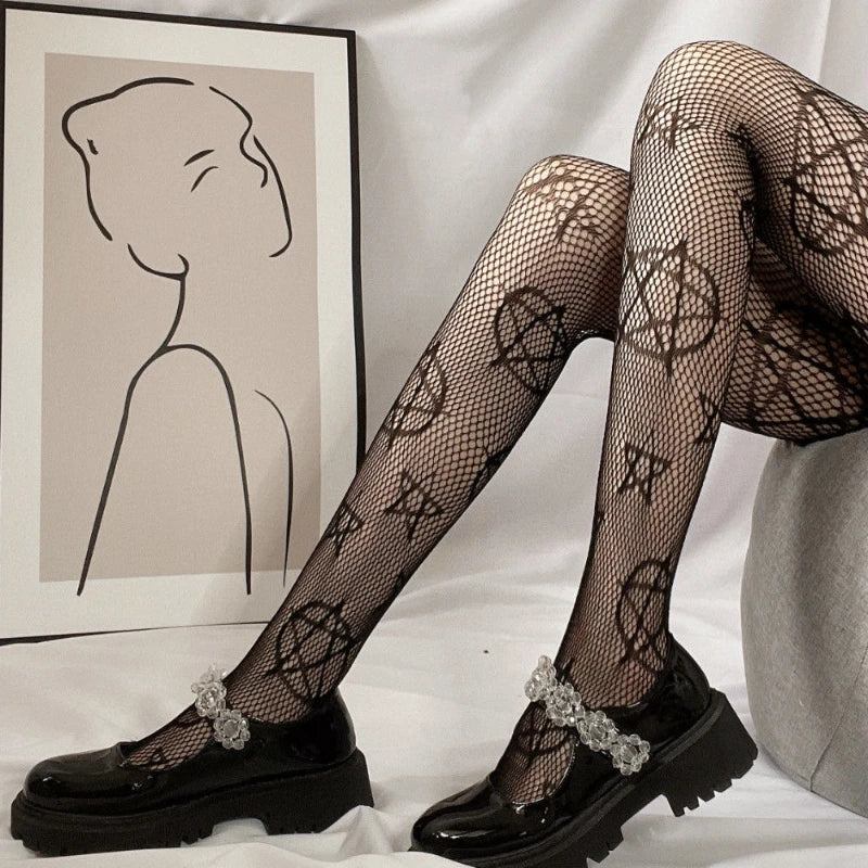 Sexy Women's Leopard Print Mesh Fishnet Pantyhose - Party Tights and Stockings, Lolita JK G Tights for Gothic Fashion