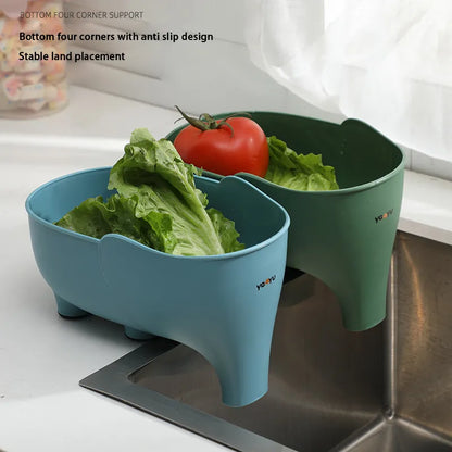 Trunk Tales: Elephant Drain Basket - Kitchen Storage Magic for Fruits, Veggies, and More!