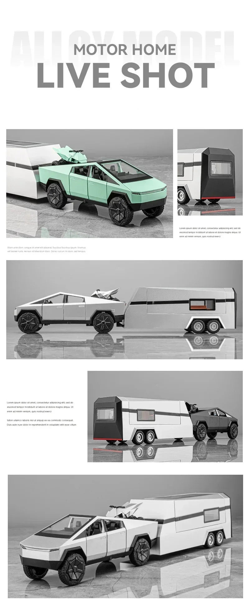 1:32 Tesla Cybertruck Diecast Alloy Model Car with Sound & Light – Off-Road Truck Toy Gift for Kids with Carrying Suitcase