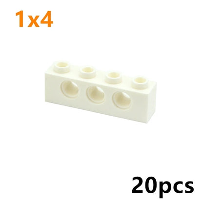 Technical Building Block Long Beam with Holes – Thick MOC Studded Bricks Compatible with 3703, 32018, 3895, 2730, 3894, 3701, 3700