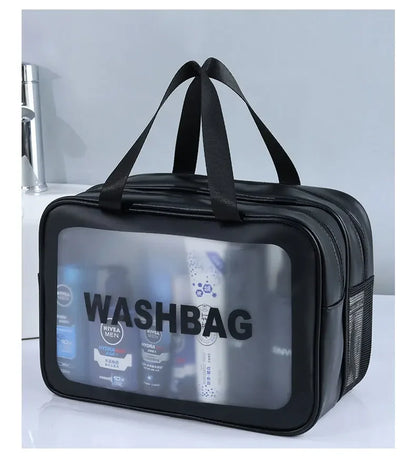 2025 Portable Travel Bag – Dual Transparent Dry & Wet Separation PU Cosmetic Pouch for Fitness and Swimming Essentials