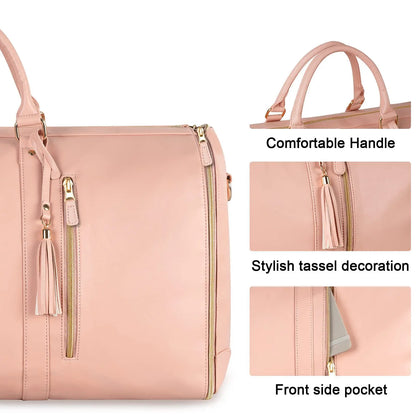 Foldable Women's Carry-On Travel Bag - Large PU Leather Duffel for Business & Clothing Storage