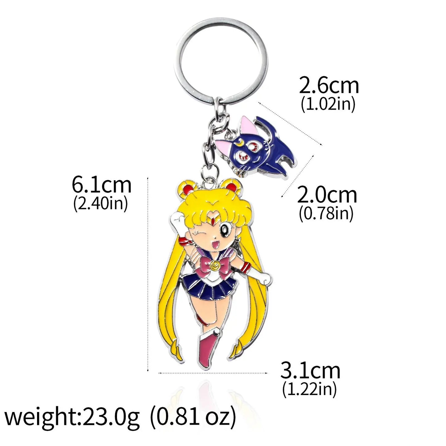 6PCS Anime Star & Moon Metal Keychains — Sailor Moon Tsukino Usagi & Luna Cat Cosplay Props, Pendant Jewelry Ornament