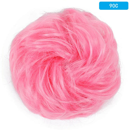 AZQUEEN Messy Bun Hair Extension – Synthetic Curly Wave Chignon Scrunchie, Elastic Band Updo Hairpiece for Women