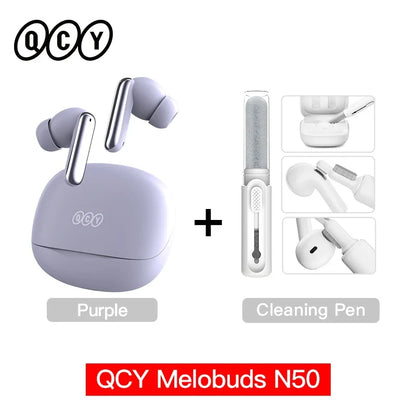 QCY Melobuds N50 ANC Wireless Earbuds - Bluetooth 5.4 Noise Cancelling Earphones with 6-Mic Clear Calls & Multipoint Connection