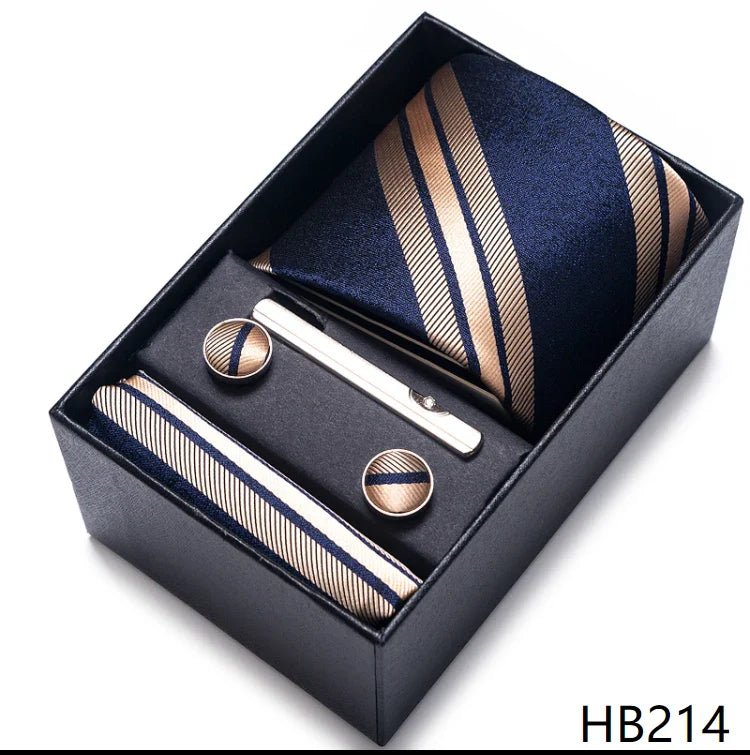 Men’s Tie and Pocket Square Gift Set – 2023 Mixed Colors Paisley Necktie in Box, Wedding Suit Accessory