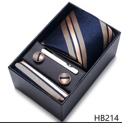 Men’s Tie and Pocket Square Gift Set – 2023 Mixed Colors Paisley Necktie in Box, Wedding Suit Accessory