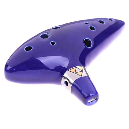 12 Tone Alto C Ocarina – Ceramic Musical Instrument with Songbook, Neck Cord & Carry Bag, Blue