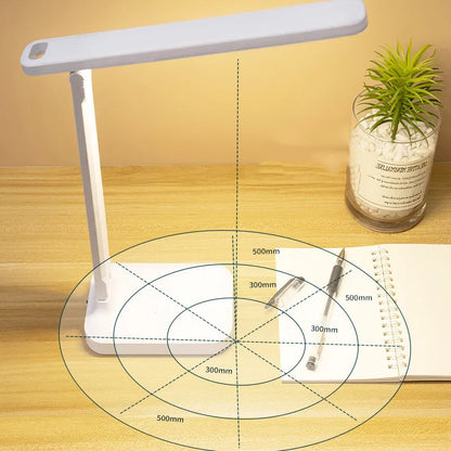 6000mAh Chargeable LED Table Lamp - USB 3 Color Stepless Dimmable Desk Lamp, Touch Foldable, Eye Protection Reading Night Light