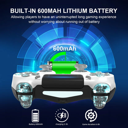 GAMINJA RGB Wireless Game Controller - Bluetooth Gamepad for PS4 PS3 PC with LED Lights, 6-Axis Gyro and Dual Vibration