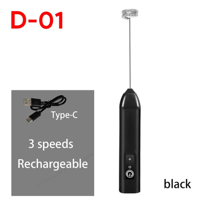 Upgraded USB Rechargeable Electric Milk Frother & Egg Beater – 3-Speed Handheld Mini Coffee Blender for Espresso & Kitchen Use