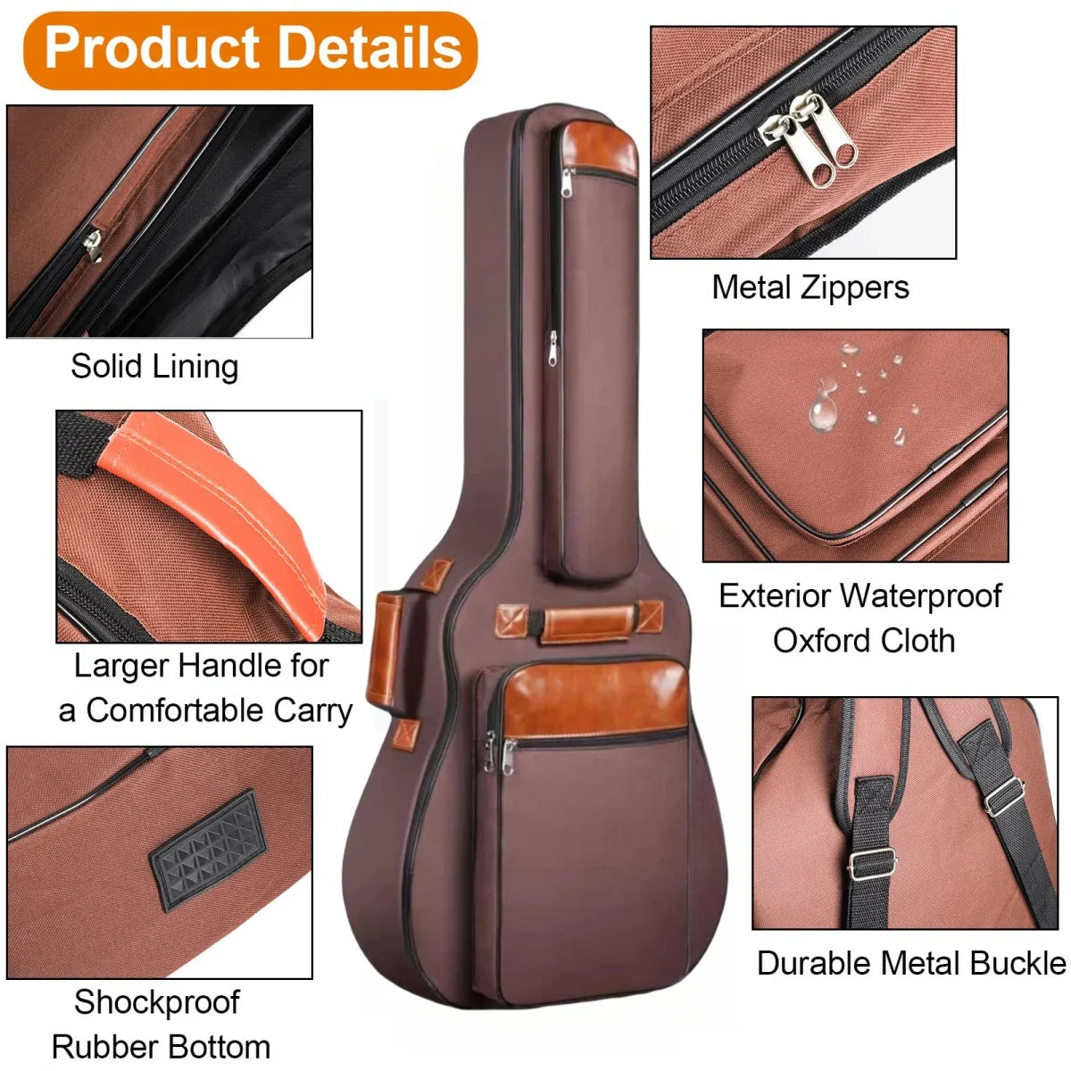 Miwayer 41 Inch Acoustic Guitar Bag – Waterproof Oxford Nylon, Thick Padded Gig Case with Double Shoulder Straps Backpack Style