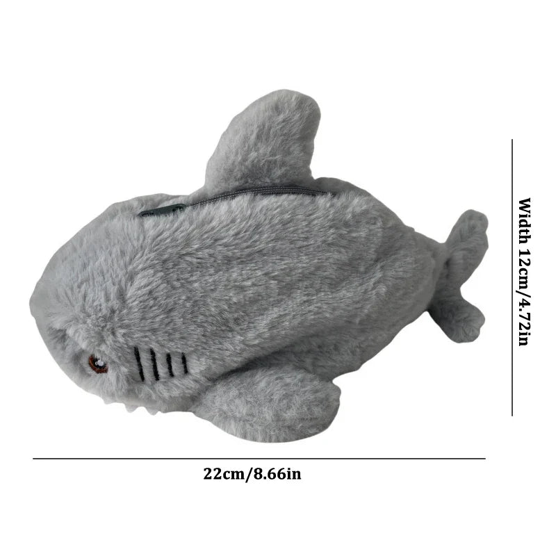 Large Capacity Plush Shark Pencil Case – Cute Ocean-Themed Pen Pouch, Portable Cosmetic & Storage Bag