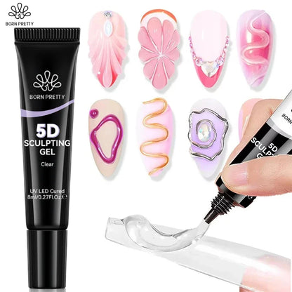 BORN PRETTY 30ML Nail Rhinestone & Gem Glue Gel – 3D Sculpting Adhesive for Nail Art, Flower Carving & DIY Decoration