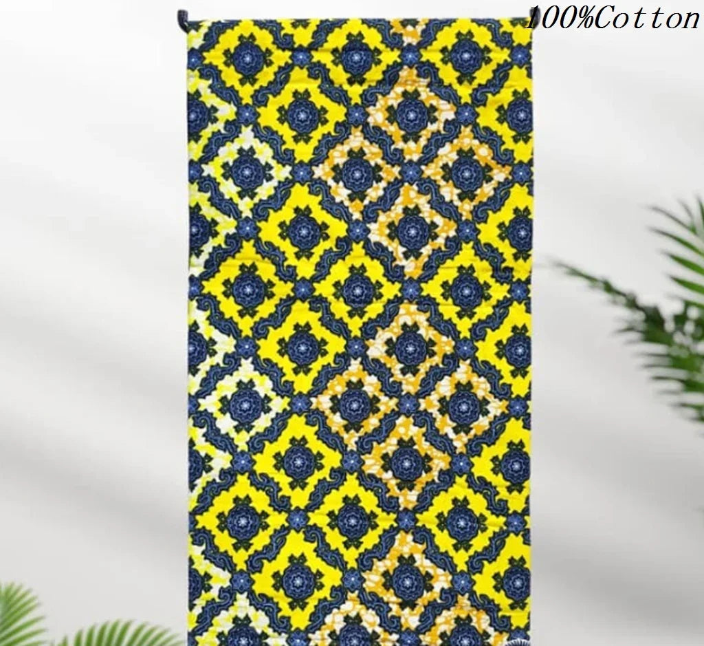 African Ankara Wax Print Fabric - 100% Cotton Batik Material for Sewing & Wholesale 6 Yards