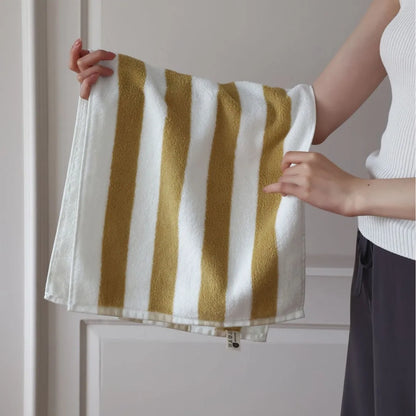 Autumn Winter Striped Cotton Bath Towel – Soft Plush Absorbent Washcloth for Bathroom Use, Unisex Home Spa & Hotel Towel