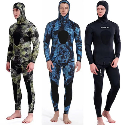 2024 Neoprene Scuba Diving Wetsuit – 1.5/3MM Winter Warm Hooded Suit with Front Zipper for Men, Surfing, Snorkeling & Spearfishing