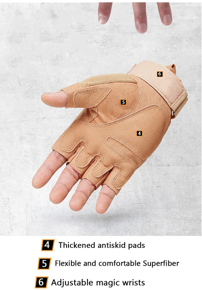 Tactical Hard Knuckle Half Finger Gloves – Men's Combat, Hunting, Shooting & Paintball Duty Fingerless Gloves