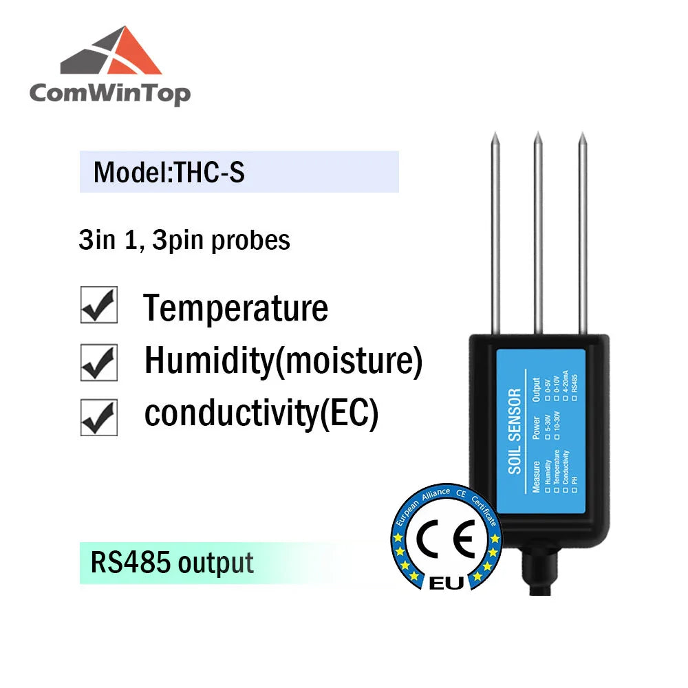 7-in-1 Soil Moisture, Temperature, Humidity, EC, pH & NPK Sensor with RS485, 4-20mA or 0-5V Output