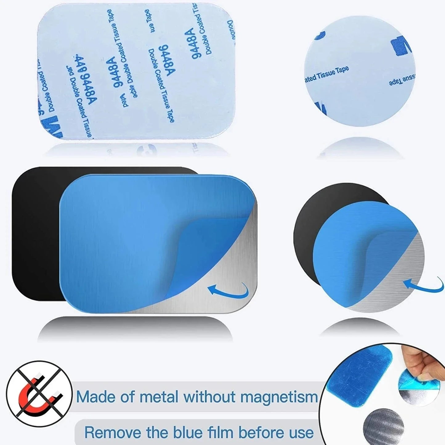 Universal Metal Plate Kit for Magnetic Car Mount – Adhesive Mobile Phone Holder Replacement for Xiaomi and All Smartphones