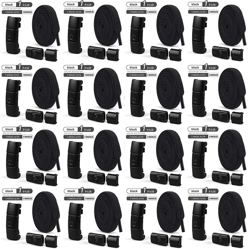 8mm No-Tie Elastic Shoelaces – Press Lock Flat Laces for Sneakers, Kids & Adults
