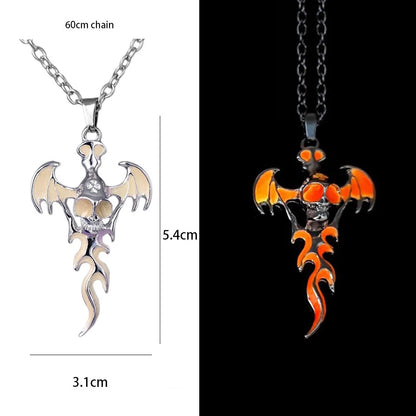 Hip-Hop Rock Dragon Necklace – Stainless Steel Chain with Luminous Alloy Pendant, Glow-in-the-Dark Night Dance Jewelry