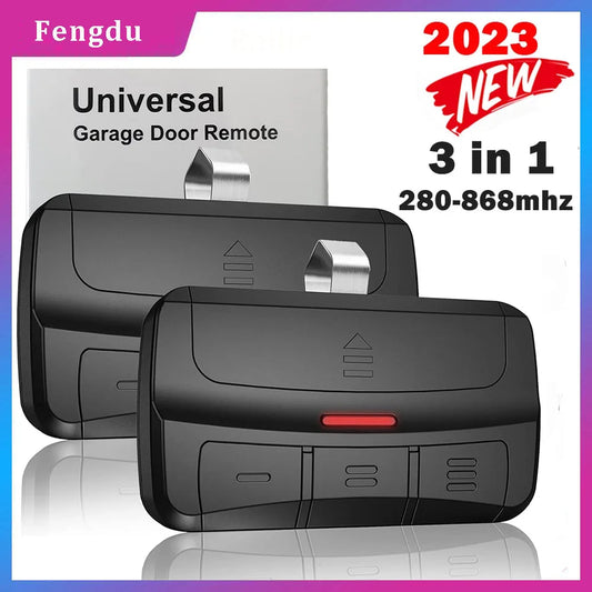 Universal Gate Remote Control – 3 in 1 Multifrequency Garage Door Transmitter, 280-868MHz with Clip & Rolling Code
