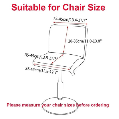 Jacquard Short Back Bar Chair Cover | Slipcovers for Bar Stool Seats | Hotel Banquet Dining Chair Case | Solid Color
