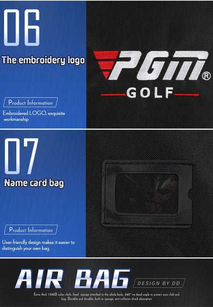 PGM Golf Aviation Bag – Large Capacity Foldable Golf Bag with Silent Wheels for Airplane Travel, HKB002