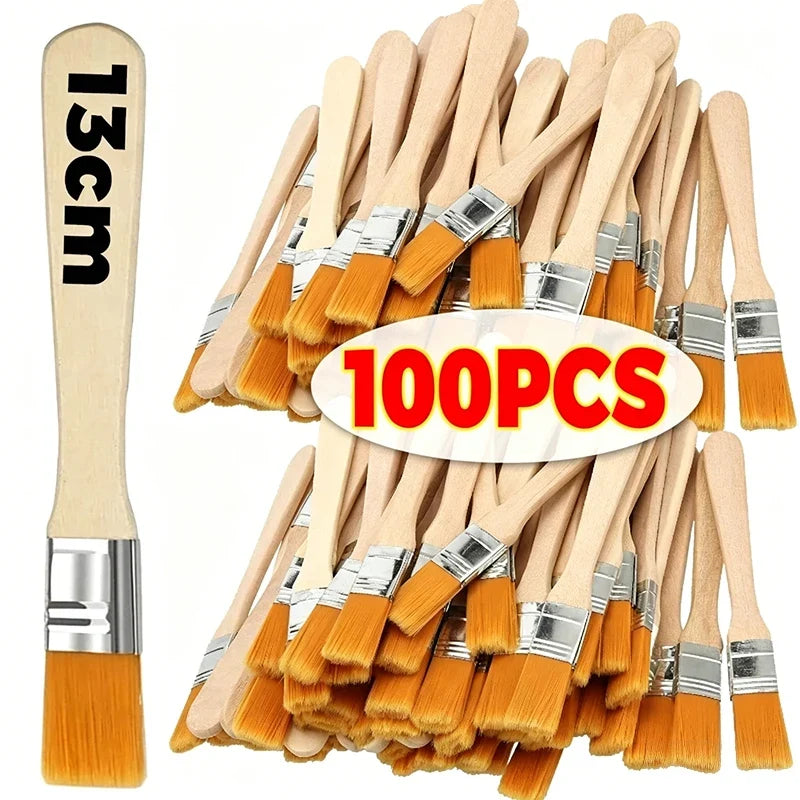 Paint Brush Set - Soft Nylon Bristle Wooden Handle Brushes for Watercolor, Oil Painting, Drawing & Cleaning