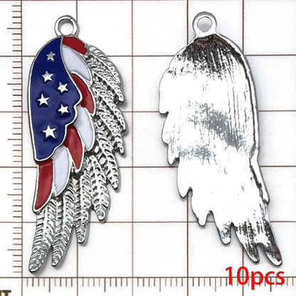 10/13pcs Enamel Flag Charms - Alloy Independence Day Pendants for DIY Bracelets Necklaces & Jewelry Making