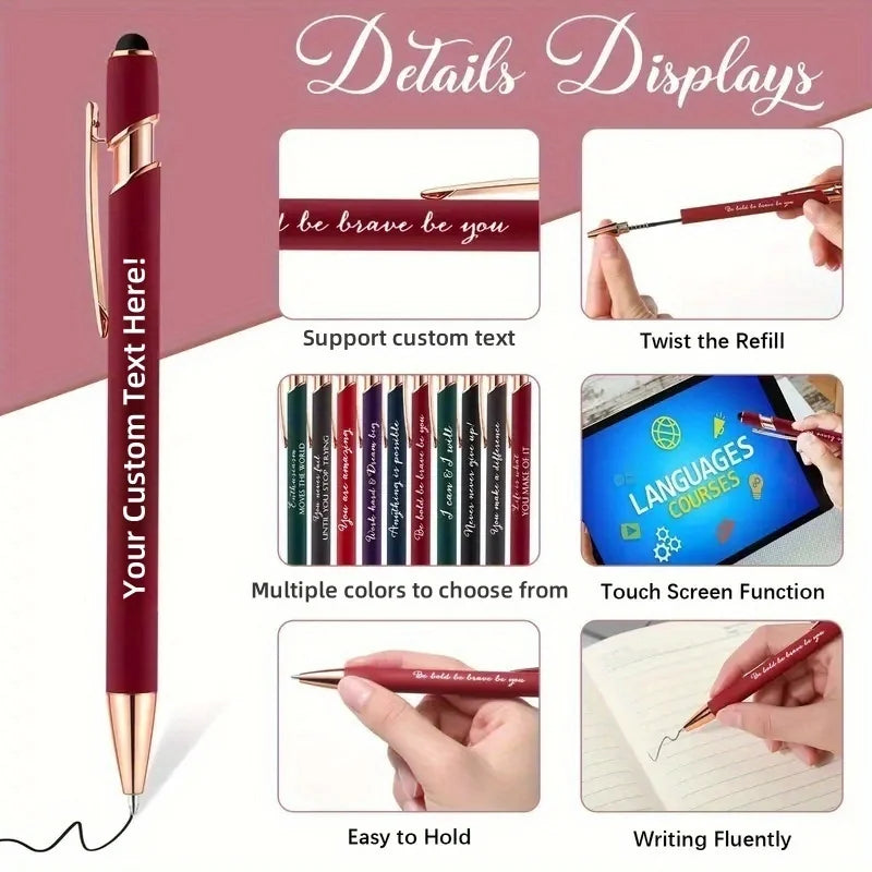 Custom Engraved Ballpoint Pens Set - Personalized Metal Pens with Cases & Bags for Business Gifts