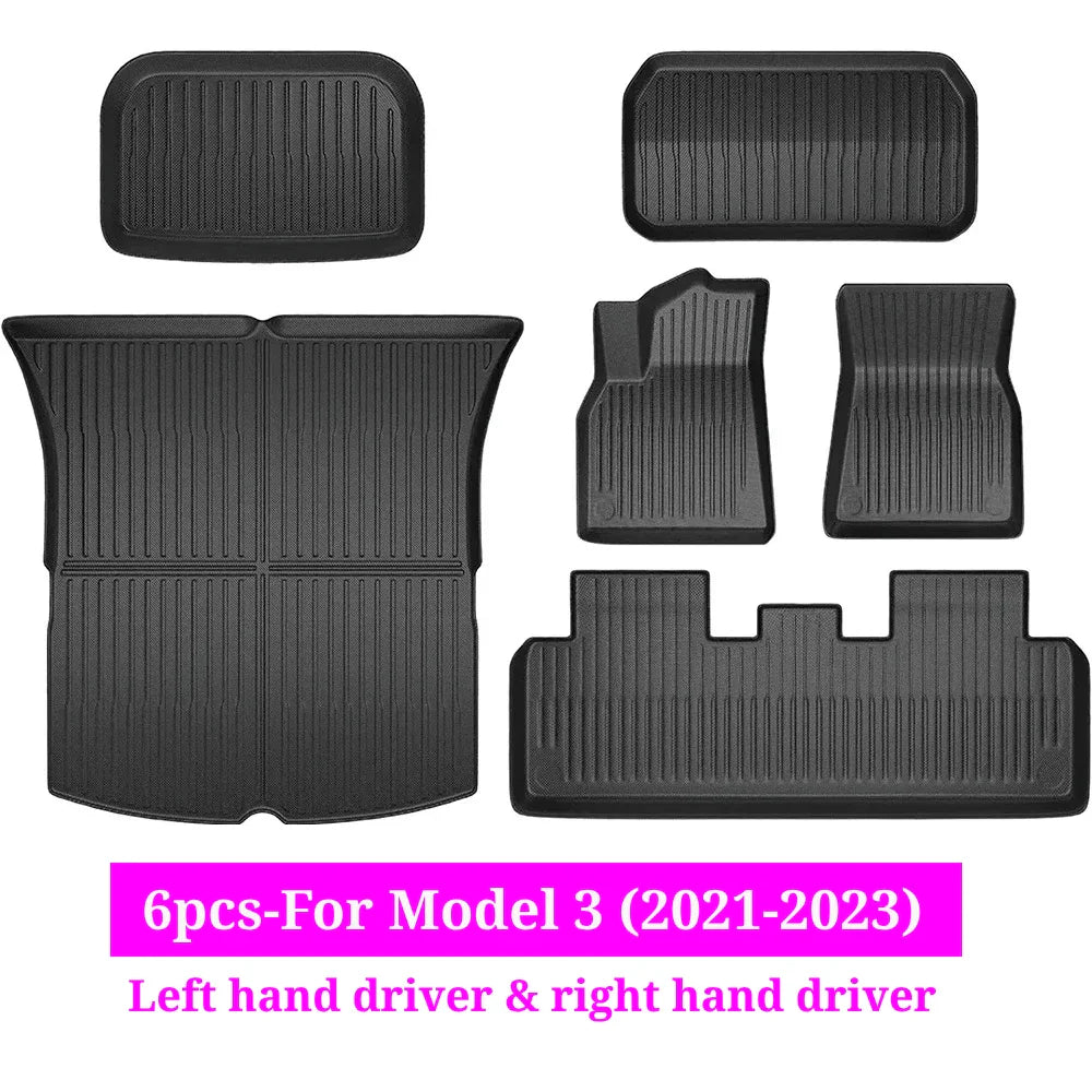 XPE All-Weather Floor Mats for Tesla Model 3/Y (2021-2024) – Waterproof Non-Slip Rubber Trunk Cargo Liner