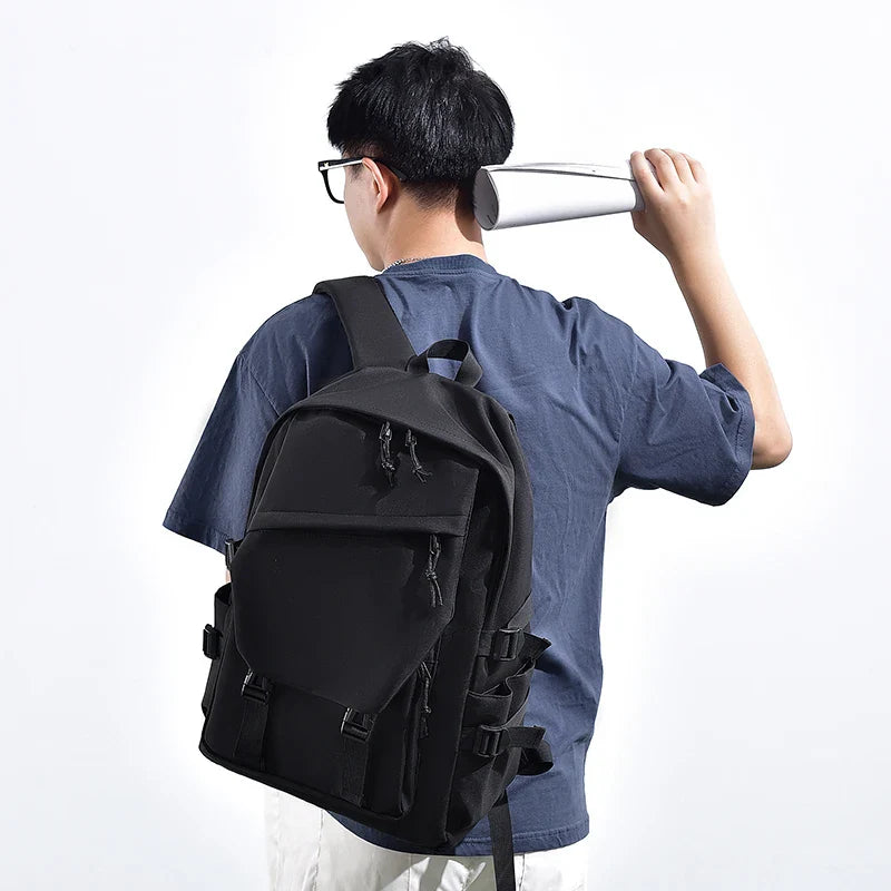 15 Inch Polyester Waterproof Men’s Backpack – Simple, Fashionable Student & Couple Computer Bag