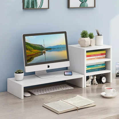 Desktop Monitor Stand Riser – Office Computer Shelf with Storage Base for Screen, Notes & Desk Organization