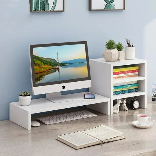 Desktop Monitor Stand Riser – Office Computer Shelf with Storage Base for Screen, Notes & Desk Organization