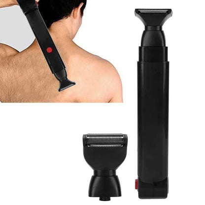 Long Handle Waterproof Men’s Back Shaver — USB Rechargeable Folding Body Hair Trimmer