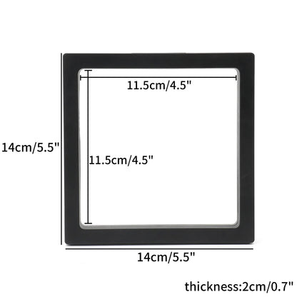 Black 3D Floating Display Case Frame – Free-Stand Suspension Membrane Jewelry Storage Box for Rings, Earrings & Necklaces