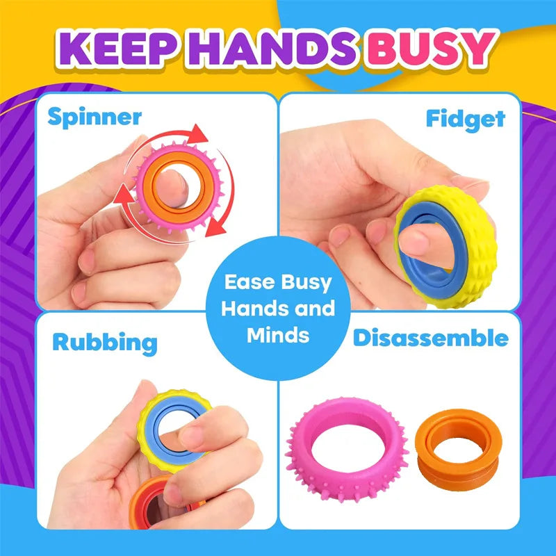 Fidget Spinner Rings - Sensory Finger Toys for Stress Relief, Focus & Everyday Play