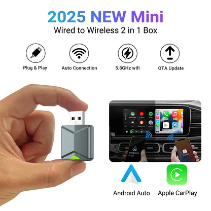 Acodo 2025 Android 14 3-in-1 CarPlay AI Box Wireless Adapter for Android Auto, YouTube & Netflix – Universal Plug and Play TV Box