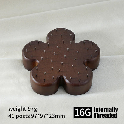 High-Quality Beech Wood Jewelry Display Stand — Push Pin Holder for 16G/14G Threadless Piercing & Body Jewelry