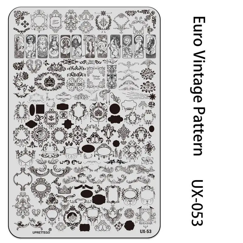 UX Serial 2 Stainless Steel Stamping Plate Template – Vintage Abstract Fabric Texture Pattern for Nail Art, Floral Lace, Xmas & Halloween Designs (UX52)