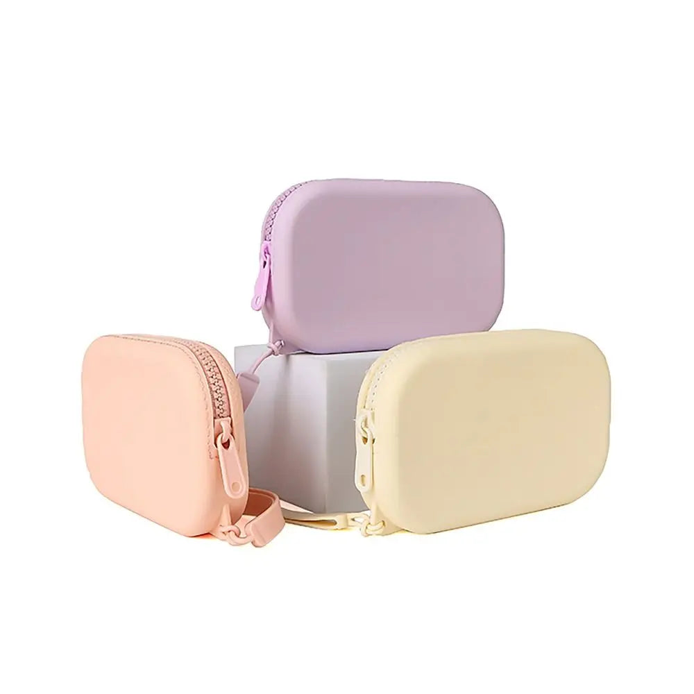 Silicone Cosmetic & Organizer Bag — Vintage Waterproof Zipper Pouch for Earphones, Coins, Travel, Women & Girls