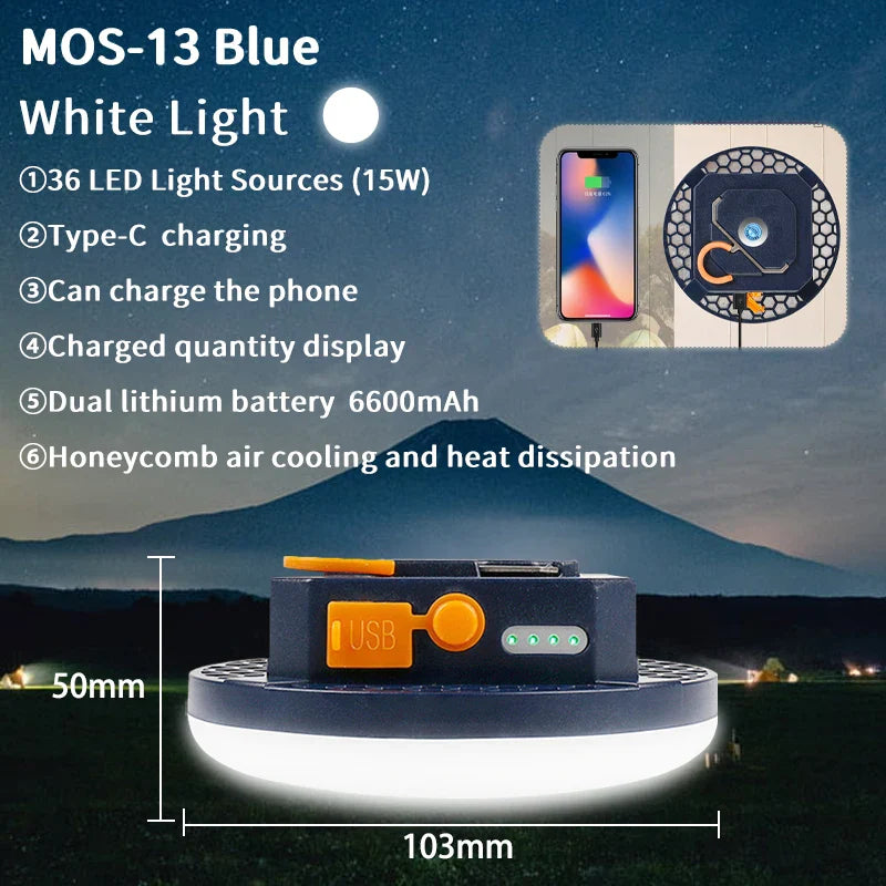 MOSLIGHTING 9900mAh Rechargeable Camping Lantern — Powerful LED Flashlight with Magnet, Portable Tent & Work Light
