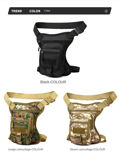 Camouflage Motorcycle Drop Leg Bag – Waterproof, Multifunctional Waist Bag for Travel, Hiking & Outdoor Riding
